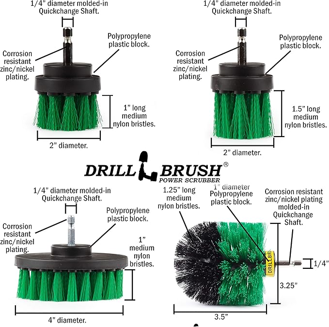 Crock Pot Scrubber - Cast Iron Skillet - Cleaning Supplies - Drill Brush Kitchen Cleaning Kit - Cutting Board, Stove, Sink, Counter-Top, Baseboard, Trash Can, Tile and Flooring - Grout Cleaner