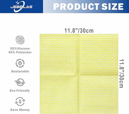 JEBBLAS Reusable Cleaning Cloths Handi Wipes Reusable Cloths Dry Cleaning Cloths Dish Towel Dish Cloths Handy Cleaning Wipes,Pack of 100, Yellow
