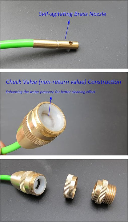 Drain Cleaner, Bathroom Clog Remover, High Pressure Pipe Cleaner, Duct Unblocker, 10ft Hose, Solid Brass Fittings