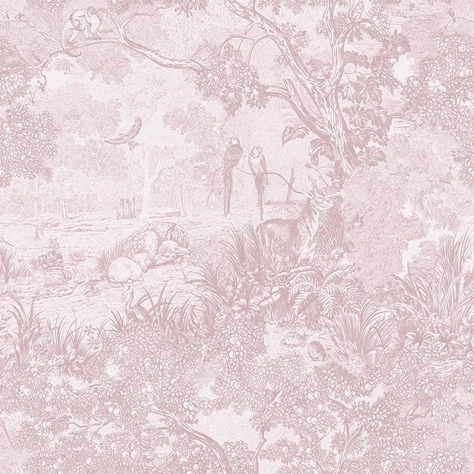 Dimoon 17.3" X 188.9" Peel and Stick Wallpaper Pink White Modern Forest Floral Wallpaper Renter Friendly Waterproof Removable Self Adhesive Wall Paper Bedroom Livingroom Cabinets Vinyl