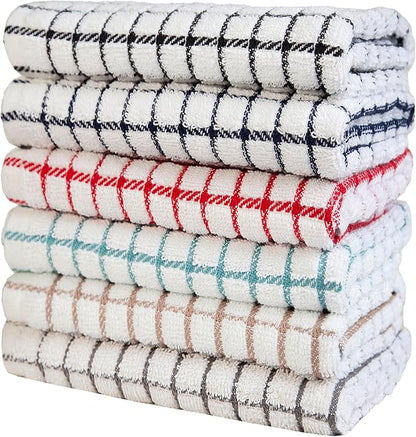 Bumble Kitchen Towels (6 Pack) | 16” x 28” | 100% Cotton Kitchen Towels | 385 GSM | Soft, Highly Absorbent & Durable Dish Towels for Kitchen | Multicoloured Checked