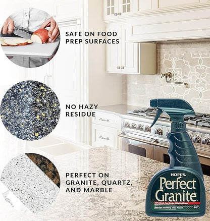 HOPE'S Perfect Stainless, Perfect Granite, and Perfect Sink Cleaner Bundle, Streak Free Polishing Kitchen Cleaners Removes Stains, Restores, and Repels Water, 3 Pack