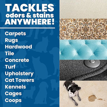 Unique Carpet Shampoo & Stain Remover, 32 oz - Pet Odor Eliminator and Bacteria and Enzyme Cleaner for Cat Urine, Dog Urine, Red Wine, Old Stains - Carpet Cleaner Spray for Machines & Manual Use