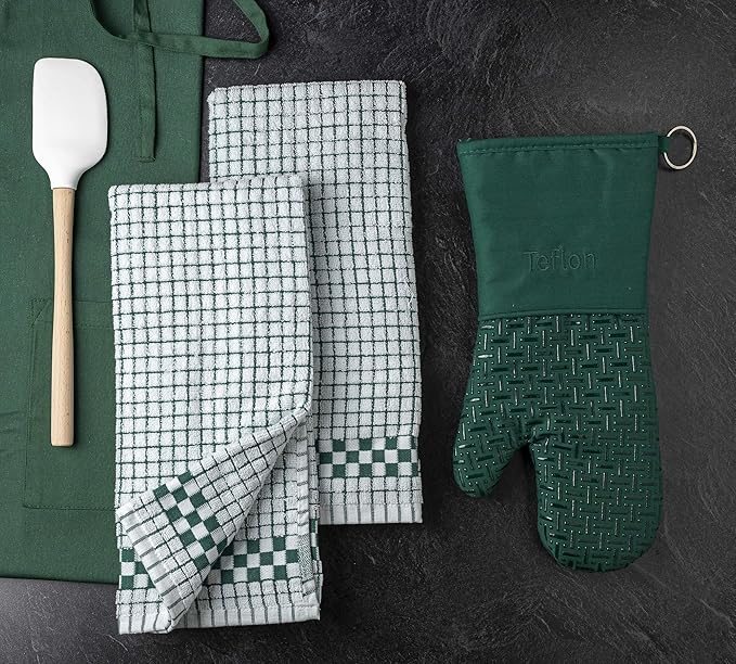 XLNT Highly Absorbent Kitchen Dish Towels 100% Cotton 18x28 inch – Ultra-Thick Dishcloths – Premium Weave for Drying & Cleaning – Soft, Durable & Lint-Free – Pack of 3 Green