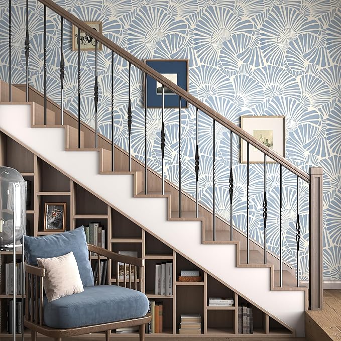 White and Blue Wallpaper Peel and Stick Wallpaper Boho 17.3"×393" Modern Wallpaper Removable Self Adhesive Wall Paper for Bedroom Blue Contact Paper for Cabinets Drawers Shelf Home Decor Vinyl Film