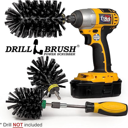 Grill Brush Drill Attachment Cleaning Kit - Replace Stainless Steel Wire Scrubber with Our Safer Nylon Bristle Brushes - Grill Accessories, Grill Hand Brush for Griddle Cleaning - Rust Removal