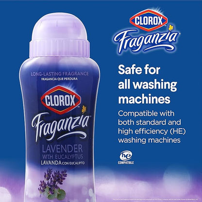 Clorox Fraganzia Laundry Scent Booster Crystals, In-Wash Fragrance Beads for Fresh-Smelling Clothes & Linens, Safe for All Fabrics & Colors, Lavender with Eucalyptus, 18 Oz, 2 Pack