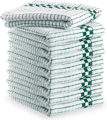XLNT Highly Absorbent Kitchen Dish Towels 100% Cotton 18x28 inch – Ultra-Thick Dishcloths – Premium Weave for Drying & Cleaning – Soft, Durable & Lint-Free – Pack of 9 Green