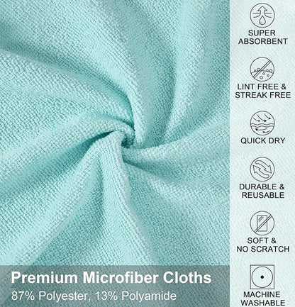 UPSTAR Microfiber Cleaning Cloth, Reusable Paper Towels Rolls, 50 Packs 12x12 inch Cleaning Rags for Washing Dishes, Kitchen, Bathroom, Car, Blue