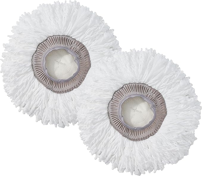 True & Tidy MP-365 Round Mop Pad Replacement Set for SPRAY-360 Clean Everywhere Spray Mop Kit, Machine Washable up to 100x (2)