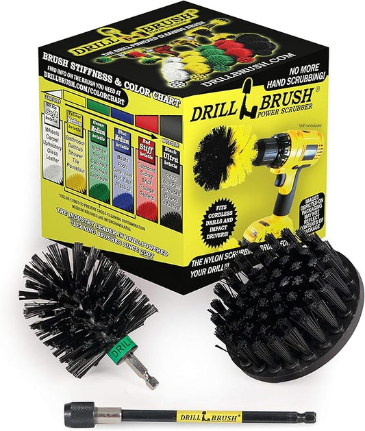 Household Supplies: Grill Brush Drill Set Power Scrubber Kit - Cordless Electric Spin Scrubber for BBQ Cleaning, Fireplace Grates & More - Rust Remover - No-Wire Design Included in Cleaning Tools Set