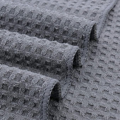 POLYTE Ultra Premium Microfiber Kitchen Dish Cloth Waffle Weave, 8 Pack (12x12 in, Gray)