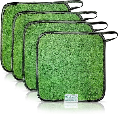 Life Miracle Nano Towels Minis - Amazing Eco Fabric That Cleans Virtually Any Surface with Only Water. Travel Size. No More Paper Towels Or Toxic Chemicals. 4-Pack (8x8, Green)