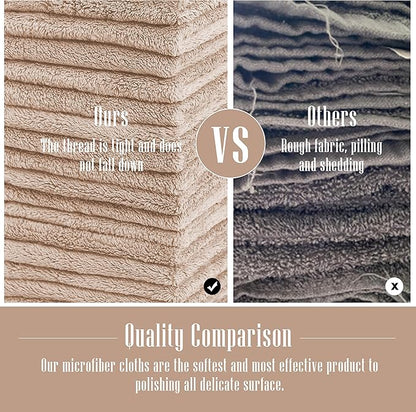 Sunny zzzZZ 24 Pack Kitchen Dishcloths - Does Not Shed Fluff - Reusable Dish Towels, Dish Cloths, Super Absorbent Coral Fleece Cleaning Cloths, Nonstick Oil Washable Fast Drying, 10 x 10 Inch (Brown)