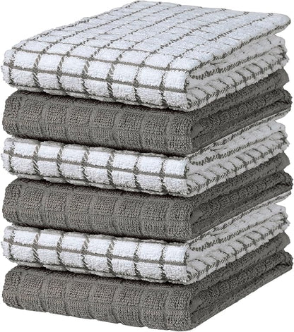 Bumble Kitchen Towels (6 Pack) | 16" x 28" | 100% Cotton Dish Towels for Kitchen | 380 GSM | Soft, Highly Absorbent & Durable Dish Towels with Hanging Loop | Gray