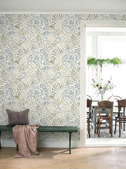 Heroad 17.3''x196'' Floral Wallpaper Yellow Peel and Stick Wallpaper Boho Floral Contact Paper for Cabinets Drawer Liner Waterproof Removable Self Adhesive Thicken Decoration Wall Paper for Walls