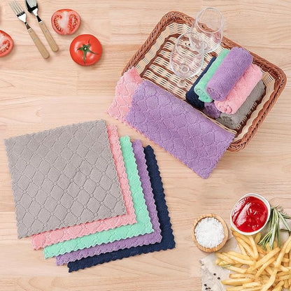 Homaxy 12 Pack Kitchen Dish Cloths (10 x 10 Inches, Pink), Super Soft and Absorbent Coral Velvet Dish Towels, Nonstick Oil Fast Drying Microfiber Cleaning Cloth, No Lint Household Dishcloths