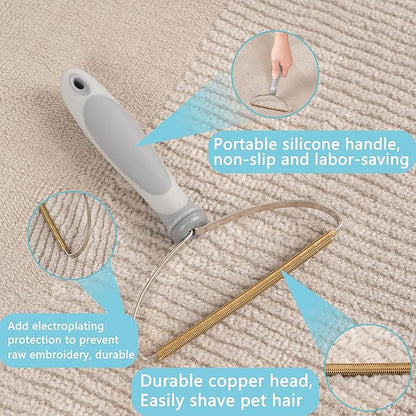 Reusable Lint Roller, Dog Cat Hair Remover, Dog Hair Carpet Rake Remove Everyday Furniture, Clothes, Car Upholstery Pet Hair, 2-Pack Combination Carpet Hair Removal Tool Gray
