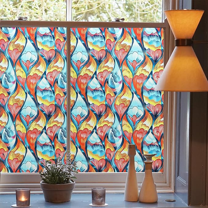 Frosted Glass Window Film, Heat Insulation, UV Block, Anti-Glare, One Way Privacy Tint, Static Cling for Home Bathroom Door, Renter Friendly, Day & Night Privacy