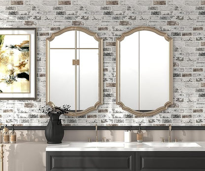 Brick Wallpaper Peel and Stick Wallpaper 17.3"x590" Grey and White 3D Brick Wallpaper Self Adhesive Vintage Wallpaper Removable Textured Contact Paper for Fireplace Kitchen Home Decoration Vinyl