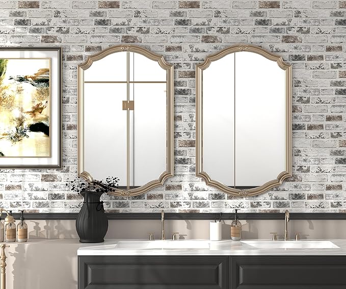 Brick Wallpaper Peel and Stick Wallpaper 17.3"x78.8" Grey and White 3D Brick Wallpapers Self Adhesive Vintage Wall Paper Removable Textured Contact Paper for Fireplace Kitchen Home Decoration Vinyl