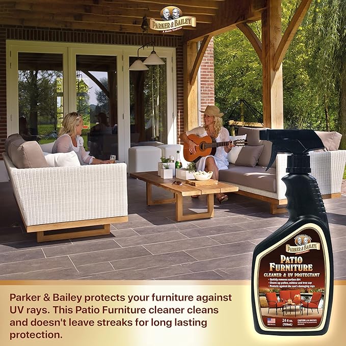 Parker & Bailey Patio Furniture Cleaner Spray – Outdoor Furniture & Cushion Cleaner with UV Protectant, Fabric & Upholstery Stain Remover