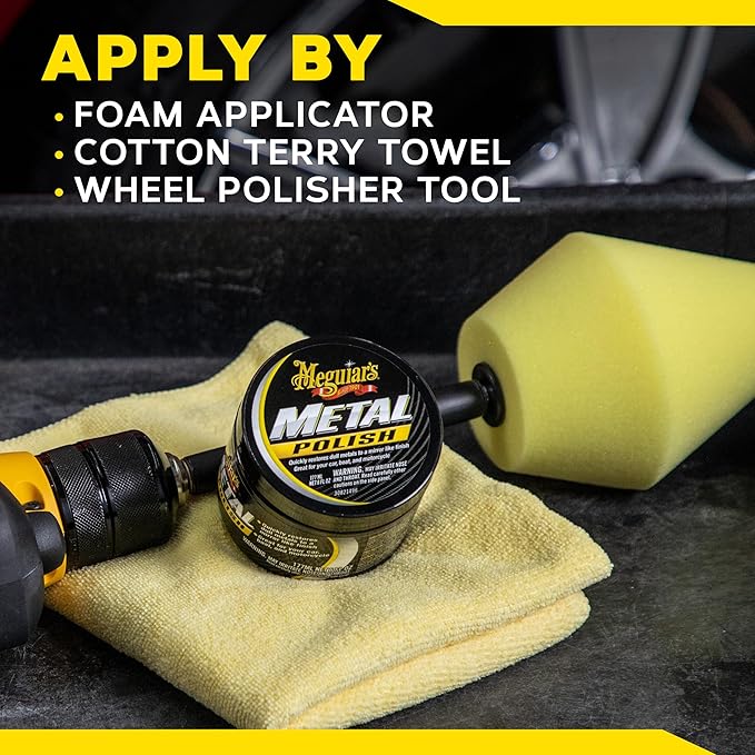 Meguiar's G211606 Metal Polish, Safe for All Uncoated Metals, Removes Stains and Swirls for a Quick and Easy Clean, Restores Shine, Pairs Well with Our Wheel Polisher Tool, 6 Oz