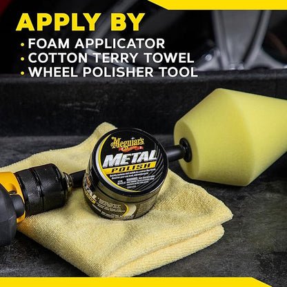 Meguiar's G211606 Metal Polish, Safe for All Uncoated Metals, Removes Stains and Swirls for a Quick and Easy Clean, Restores Shine, Pairs Well with Our Wheel Polisher Tool, 6 Oz