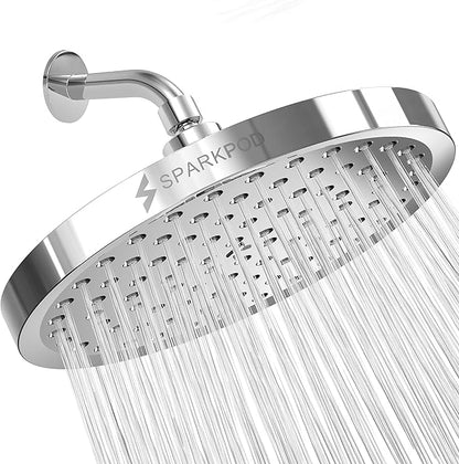 SparkPod Shower Head - High Pressure Rain - Premium Quality Luxury Design - Easy Clean Adjustable Replacement for Your Bathroom Shower Heads (Luxury Polished Chrome, 8 Inch Round)