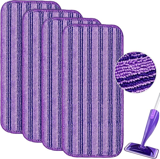 Updated & Innovative Cationic Mop Pads for Swiffer Wet Jet and Most Velcro 10" 11" 12" Spray Mops, Reusable Swiffer Wet Jet Mop Pads Replacement