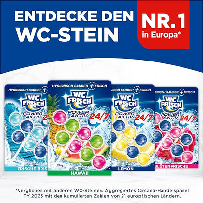 WC Frisch Kraft Active Fragrance Rinser Hawaii (2 x 50 g), Toilet Cleaner for Cleaning with Every Flush, Fragrance Stones for Long-Lasting Fresh Fragrance, + 50% Anti-limescale Effect