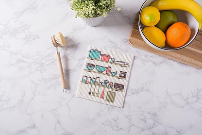 DII Swedish Dishcloths for Kitchen & Cleaning, Reusable, Machine Washable & Dishwasher Safe, Biodegradable, 7.75 x 6.75, Utensils, 3 Piece