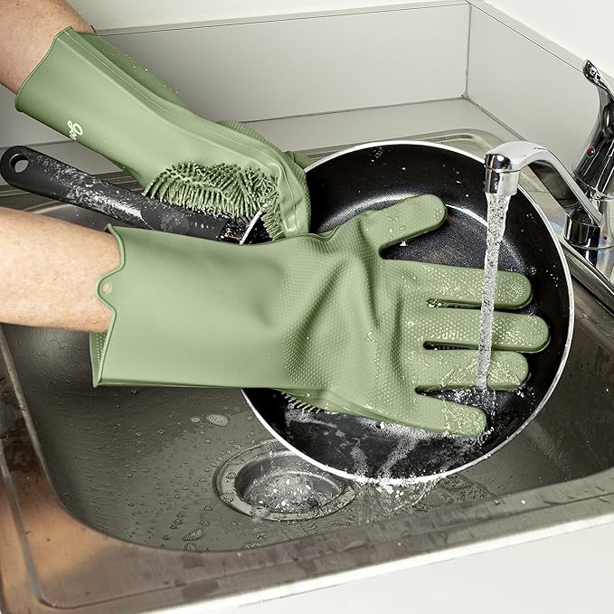Goodful Silicone Kitchen Rubber Gloves, Oversized, Reusable, Waterproof