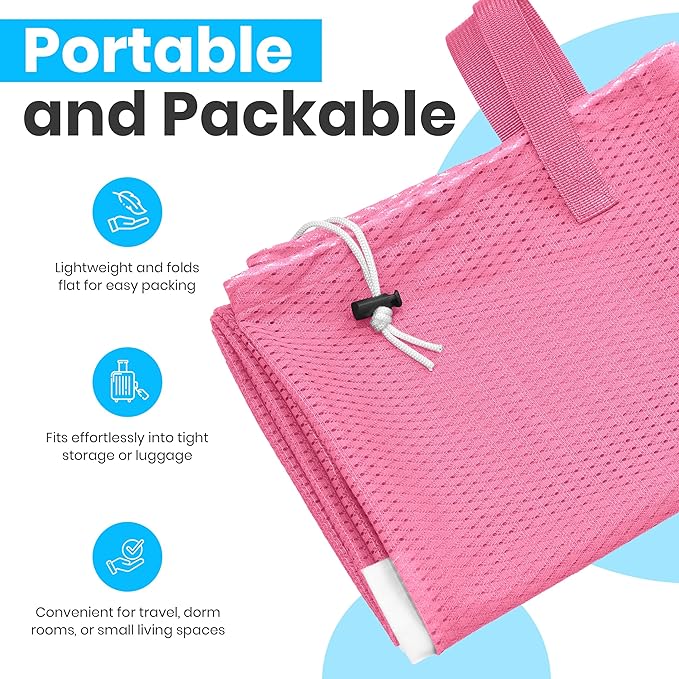Handy Laundry Mesh Laundry Bag 24 x 36 Inches - Extra Large Heavy Duty Bag with Handles & Shoulder Strap, Breathable, Machine Washable for Dorm, Travel, Bedding & Storage - Pink