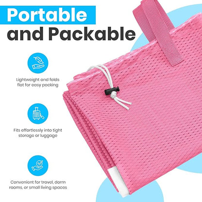 Handy Laundry Mesh Laundry Bag 24 x 36 Inches - Extra Large Heavy Duty Bag with Handles & Shoulder Strap, Breathable, Machine Washable for Dorm, Travel, Bedding & Storage - Pink