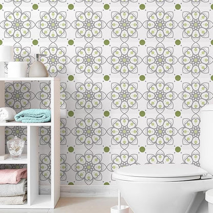 AM AMAONM 10pcs 20x20cm Removable Square Vintage Floral Pattern Tile Stickers 3D Decorative Peel and Stick Vinyl Self Adhesive Wall Tiles Decor Decals for Kitchen Backsplash Bathroom Furniture (D)