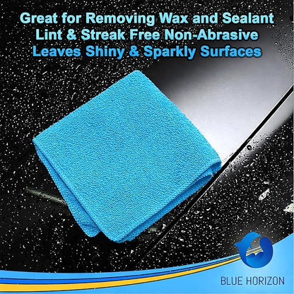 Blue Large Microfiber Cleaning Towels, 36-Pack Dual-Sided Ultra Soft Plush Washcloth, Professional Grade Premium Microfiber Car Cleaning Cloths, Car, Household and Commercial (Sky Blue, 16" X 16")