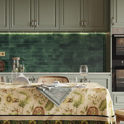 COLAMO Luxury Green Peel and Stick Tiles, Self Adhesive Glossy Tile, Brick Mosaic Tile Stick on Backsplash for Kitchen, Bathroom, RV, Laundry, Accent Wall(Sample)