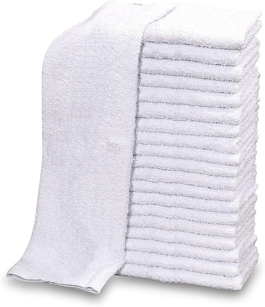 GOLD TEXTILES 120 PC New Cotton Blend White Restaurant Bar Mops Kitchen Towels 28oz (10 Dozen) (120, White)