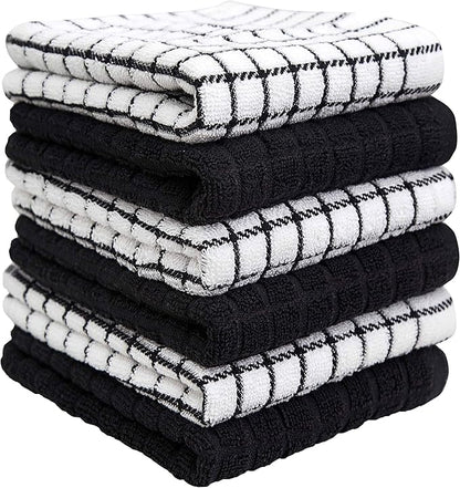 Bumble Kitchen Towels (6 Pack) | 16" x 28" | 100% Cotton Dish Towels for Kitchen | 380 GSM | Soft, Highly Absorbent & Durable Dish Towels with Hanging Loop | Black