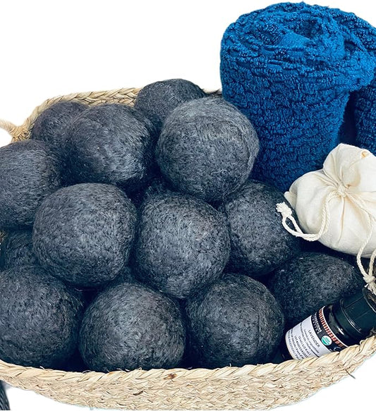 Organic Bamboo Dryer Balls~Infused with Activated Charcoal(Set of 3 Dryer Balls)
