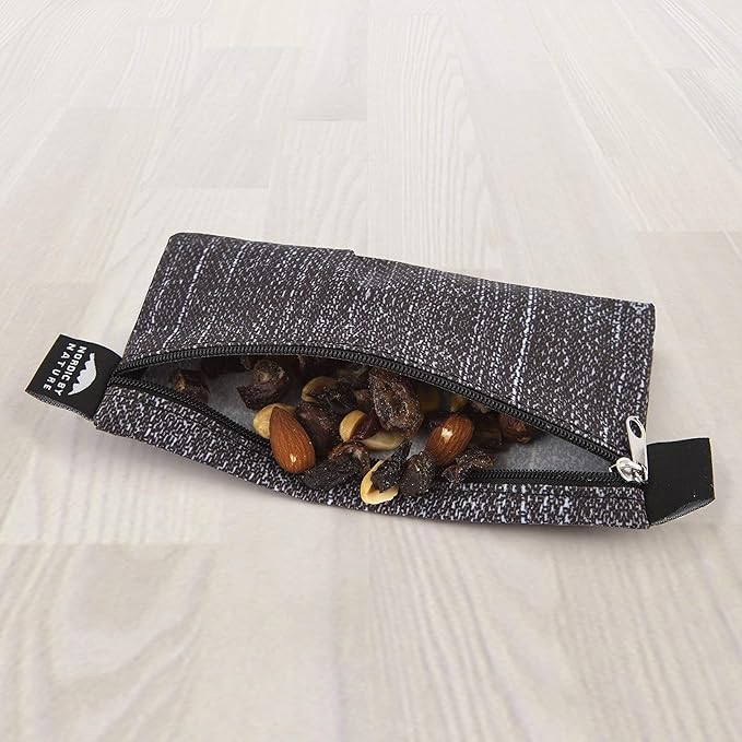 Nordic By Nature 4 Pack - Reusable Sandwich Bags Dishwasher Safe BPA Free - Durable Washable Quick Dry Cloth Baggies -Reusable Snack Bags For Kids School Lunches - Easy Open Zipper- (Black Denim)