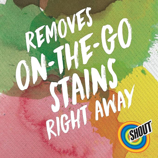 Shout Wipe & Go Instant Stain Remover Wipes, No Wash Required, Safe on Colorfast Washables, Travel & Baby Diaper Bag Essentials, Removes Grass, Coffee, Makeup & More, 12 Wipes (Pack of 12)