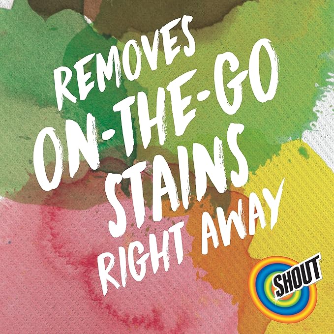 Shout Wipes, Wipe and Go Instant Stain Remover, Laundry Stain and Spot Remover for On-the-Go, 4 Wipes (Pack of 1)