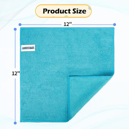 FIXSMITH Microfiber Cleaning Cloth, 20 Pack Cleaning Rags, Cleaning Towels for Housekeeping, Kitchen, Car, Lint-Free, Reusable Shop Towels with 5 Colors (Green/Blue/Yellow/Orange/Pink), 12"X12"