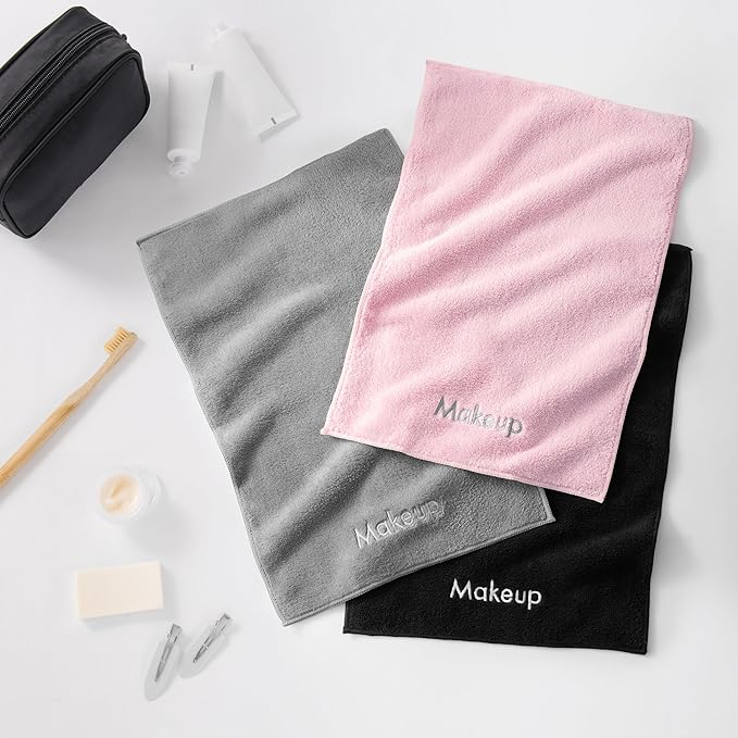 Arkwright Makeup Remover Fingertip Towels 6 Pack - Microfiber Coral Fleece Face Towels, Ultra Soft Reusable Washcloths, Gentle Facial Cleansing for Waterproof Makeup, 11 x 17, Grey