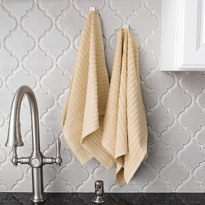 Ritz Royale Collection 100% Combed Terry Cotton, Highly Absorbent, Oversized, Kitchen Towel Set, 28" x 18", 2-Pack, Solid Latte Brown
