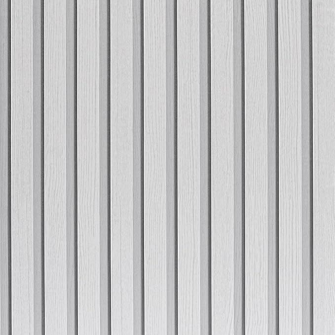 Peel and Stick Wood Slat Wall Panels - 17.5" x 100" Off-White Self-Adhesive Wallpaper, DIY Accent Wall Covering for Bedroom, Living Room, Rental-Friendly Easy Install Removable Decor