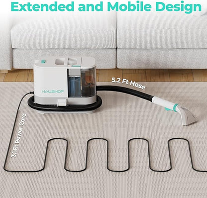 HAUSHOF Portable Carpet Spot and Upholstery Cleaner Machine, 13Kpa Powerful Suction & Spot Remover, Deep Stain Cleaning for Rug, Carpet, Car Seats, Pets, Stairs, Couches, with Cleaning Solution