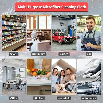 HOMERHYME White Microfiber Cleaning Cloths, 100 Pack Shop Towels Rags, Bulk Absorbent Lint-Free Detailing Cleaning Rags Microfiber Towels for Car Mechanic Automotive Garage Housekeeping, 11.5"*11.5"